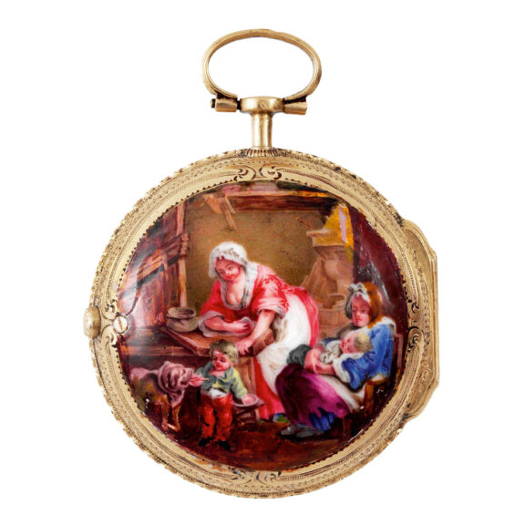 Very fine French 18k gold and enamel pocket watch Circa 1750