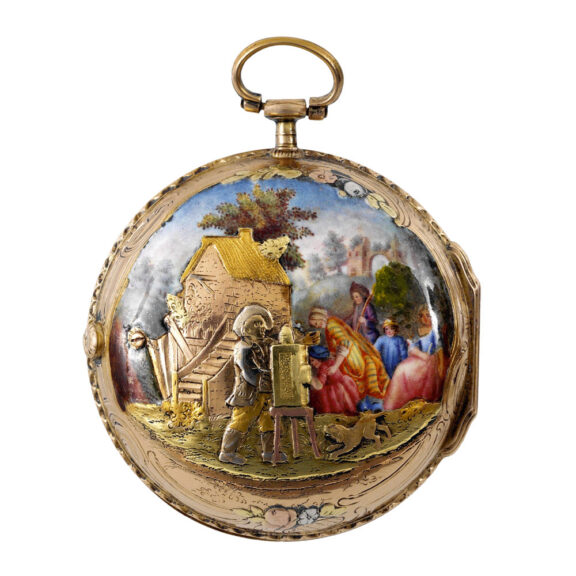 French 18k varicoloured gold and enamel pocket watch Circa 1760