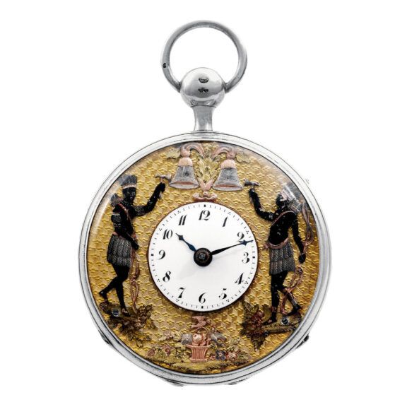 Fine Swiss silver open faced with automaton Jacks Circa 1820 Fine Swiss silver open faced with automaton Jacks Circa 1820