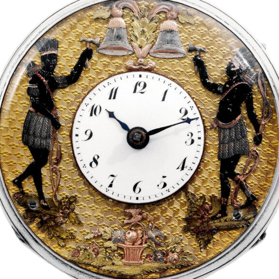 Fine Swiss silver open faced with automaton Jacks Circa 1820 Fine Swiss silver open faced with automaton Jacks Circa 1820