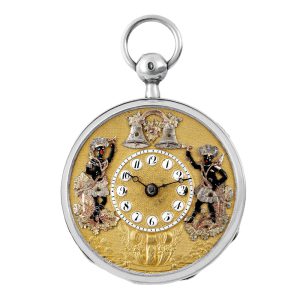 Swiss silver, varicoloured gold quarter repeating watch Circa 1820