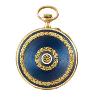 Swiss 18 carat gold, translucent blue enamel dress watch Circa 1910
