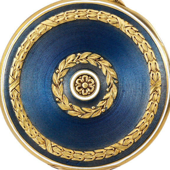 Swiss 18 carat gold, translucent blue enamel dress watch Circa 1910 Swiss 18 carat gold, translucent blue enamel dress watch Circa 1910
