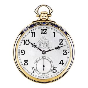 Swiss gold, enamel and sapphire Masonic dress watch Circa 1930