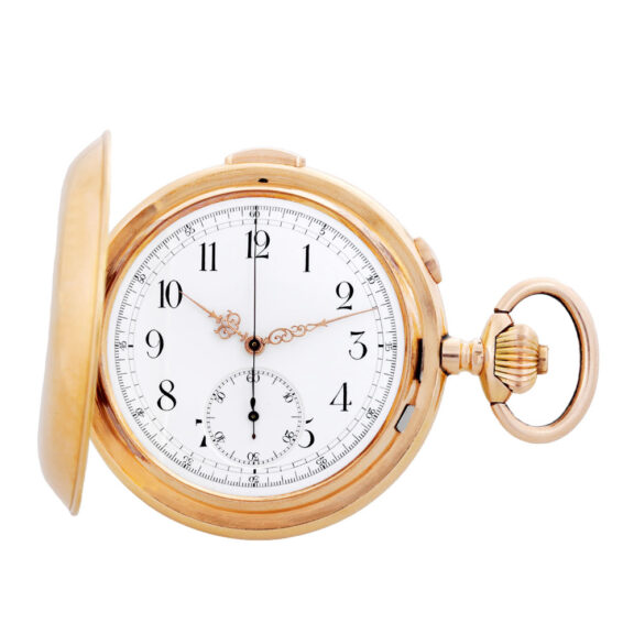 Swiss gold repeating pocket watch with chronograph Circa 1910 Swiss gold repeating pocket watch with chronograph Circa 1910