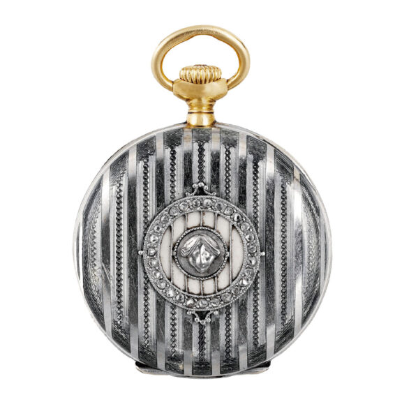 Swiss platinum pendant watch with special case decoration Circa 1890