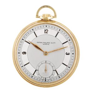 Swiss 18K gold dress watch with two-tone silver dial Circa 1938