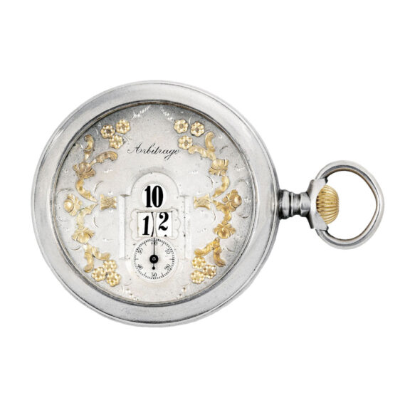 Swiss silver digital watch made for the German market Circa 1890