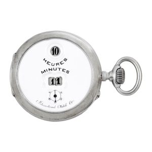 Swiss silver open faced keyless digital pocket watch Circa 1890