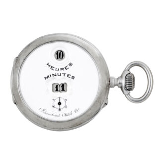 Swiss silver open faced keyless digital pocket watch Circa 1890