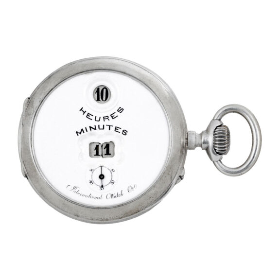 Swiss silver open faced keyless digital pocket watch Circa 1890