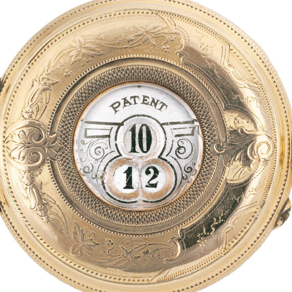 Swiss 14k gold half hunter with florally engraving Circa 1890 Swiss 14k gold half hunter with florally engraving Circa 1890
