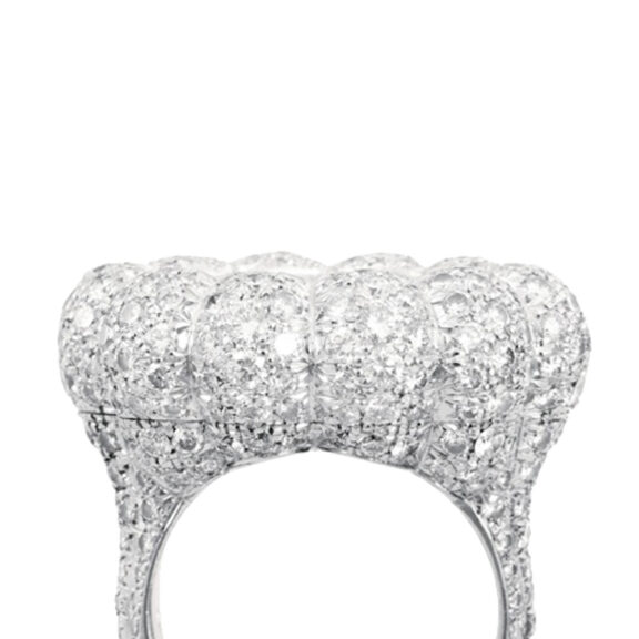 Swiss 18k white gold, diamond lady's ring watch Circa 2004 Swiss 18k white gold, diamond lady's ring watch Circa 2004