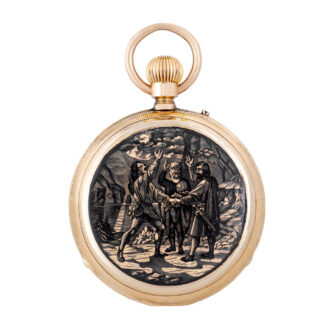Unusual Swiss gold and enamel keyless pocket watch Circa 1870