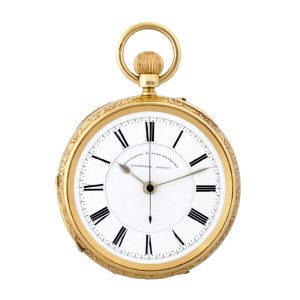 English gold lever with Bonniksen 34 minute carrousel Circa 1895