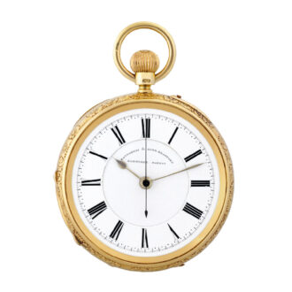 English gold lever with Bonniksen 34 minute carrousel Circa 1895