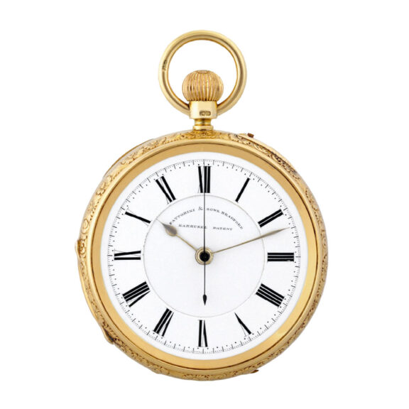 English gold lever with Bonniksen 34 minute carrousel Circa 1895