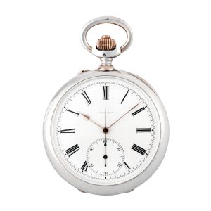 Large French silver chronograph pocket watch Circa 1890