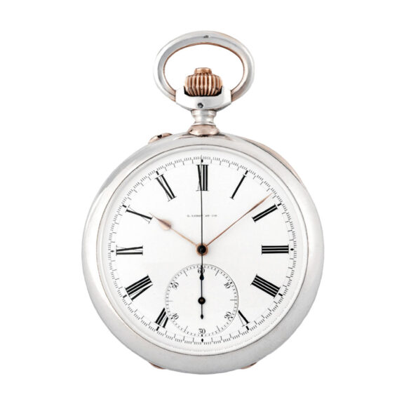Large French silver chronograph pocket watch Circa 1890