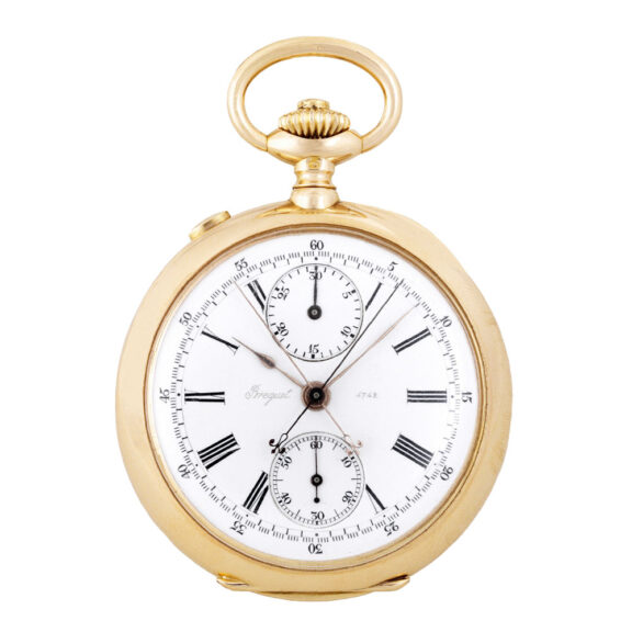 Swiss gold pocket watch with split-seconds chronograph Circa 1915
