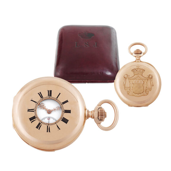 Swiss gold half-hunting cased repeating pocket watch Circa 1890 Swiss gold half-hunting cased repeating pocket watch Circa 1890
