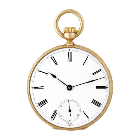Swiss 18 Carat gold open faced cylinder pocket watch Circa 1860