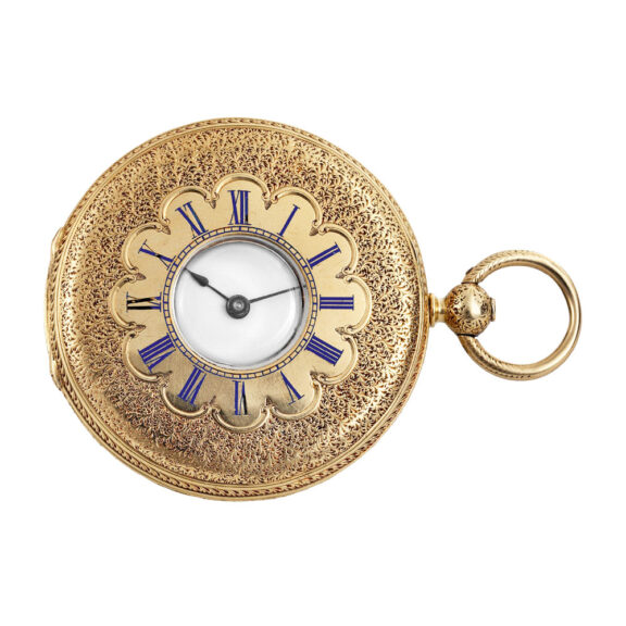 Swiss gold foliate engraved half-hunting lady's watch Circa 1860