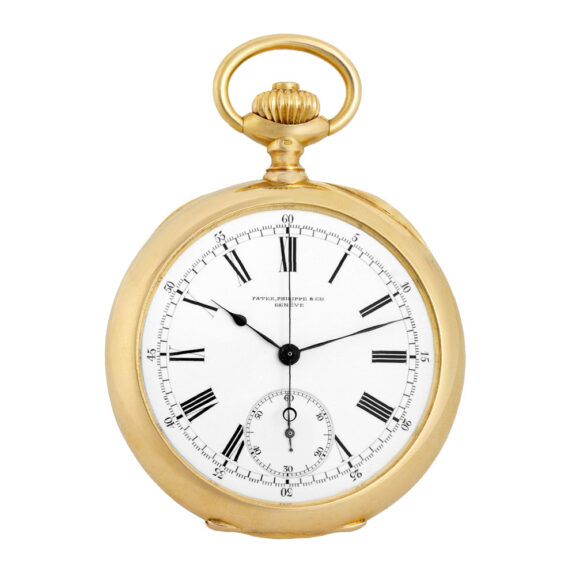 Swiss 18k gold pocket watch with chronograph Circa 1890