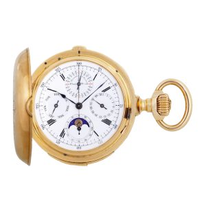 Swiss 18k yellow gold lever watch with eight complications Circa 1870