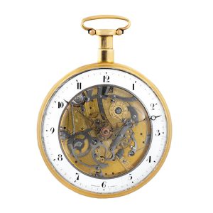 French 18 Carat gold half skeletonized cylinder watch Circa 1820