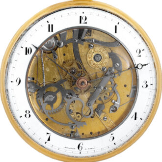 French 18K gold half-skeletonized cylinder watch Circa 1820