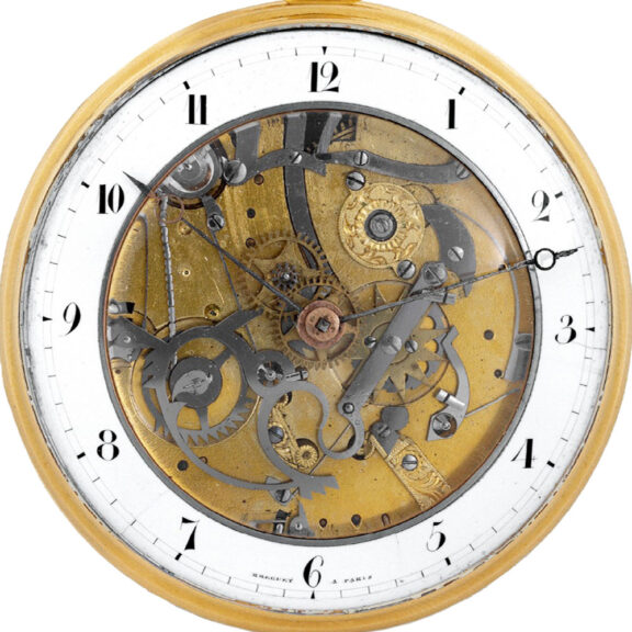 French 18K gold half-skeletonized cylinder watch Circa 1820 French 18K gold half-skeletonized cylinder watch Circa 1820