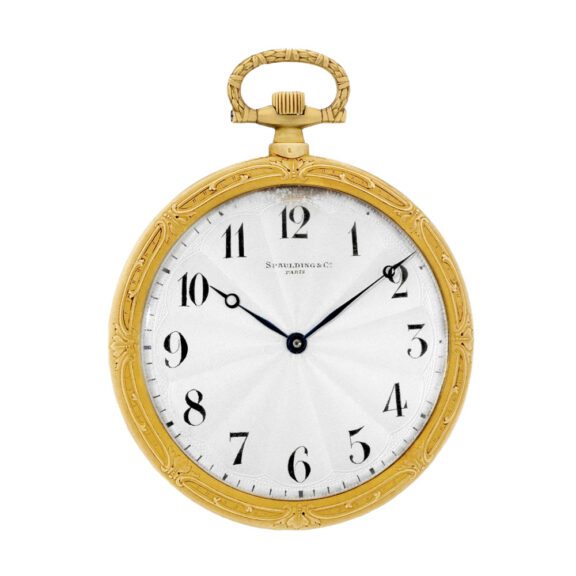 Thin French 18K frosted yellow gold pocket watch Circa 1930 Thin French 18K frosted yellow gold pocket watch Circa 1930