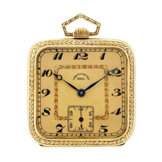 Unusual Swiss gold and enamel decorated square watch Circa 1910