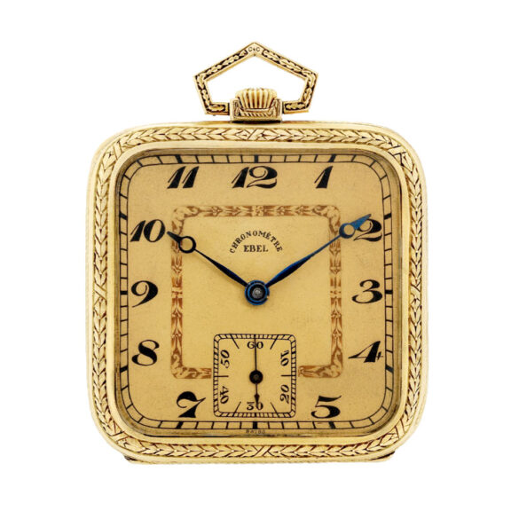 Unusual Swiss gold and enamel decorated square watch Circa 1910