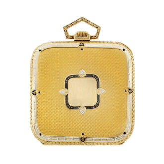 Unusual Swiss gold and enamel decorated square watch Circa 1910