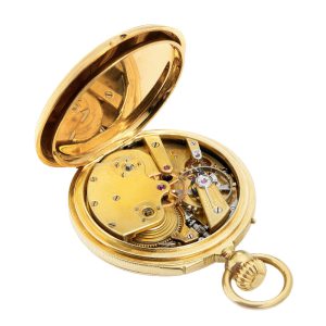 Swiss gold hunting cased with pivoted detent escapement Circa 1860