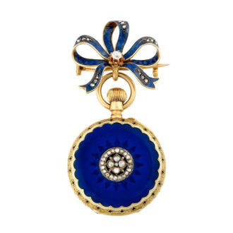 Swiss gold brooch watch in the shape of a ribbon Circa 1890