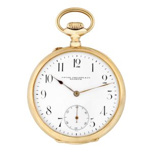 Swiss 18K yellow gold keyless lever pocket watch Circa 1913