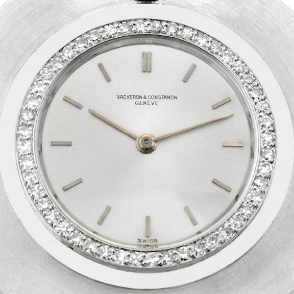 Extra thin Swiss 18 carat white gold and diamond set watch Circa 1960 Extra thin Swiss 18 carat white gold and diamond set watch Circa 1960