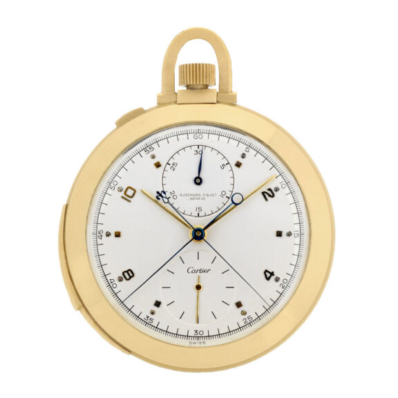 Swiss 18K gold pocket watch with split-seconds chronograph Circa 1915