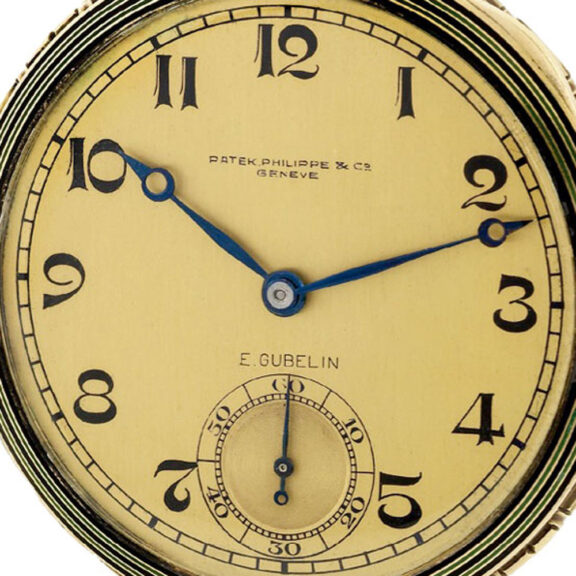 Swiss 18k yellow gold pocket watch decorated with enamel Circa 1921 Swiss 18k yellow gold pocket watch decorated with enamel Circa 1921