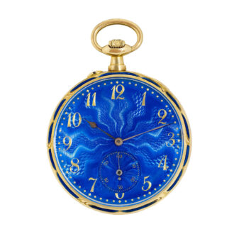 Swiss 18k yellow gold and champlevé enamel pocket watch Circa 1920