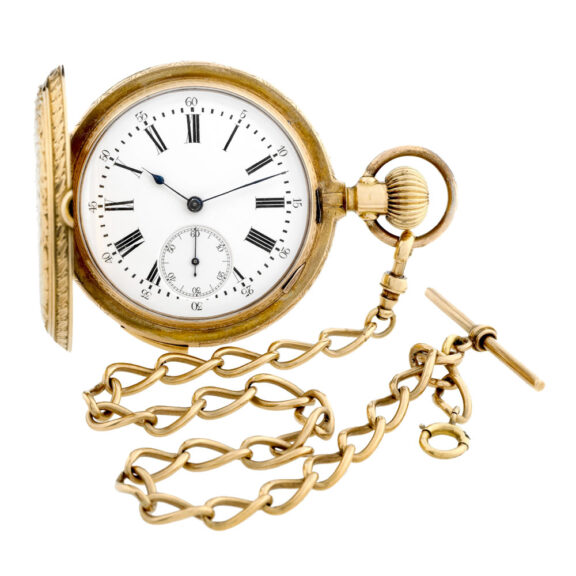 Swiss gold hunting cased quarter repeating pocket watch Circa 1900
