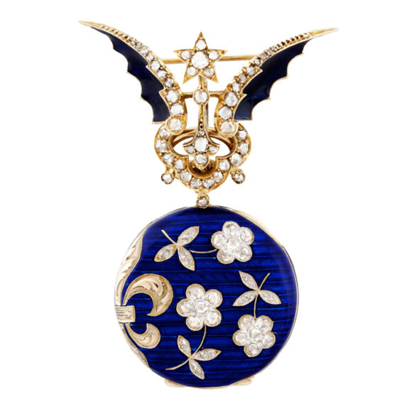 Swiss gold watch with detachable dragon-wing brooch Circa 1896