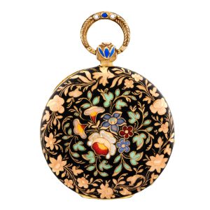 Swiss 18K gold and enamel lady's pendant watch Circa 1835