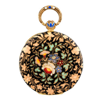 Swiss 18K gold and enamel lady's pendant watch Circa 1835