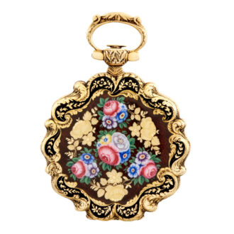 Swiss 18K gold florally decorated pendant watch Circa 1840