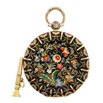 French gold and enamel pocket watch with ratchet key Circa 1830