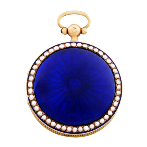 Swiss gold, enamel and pearl-set lady's verge pocket watch Circa 1800